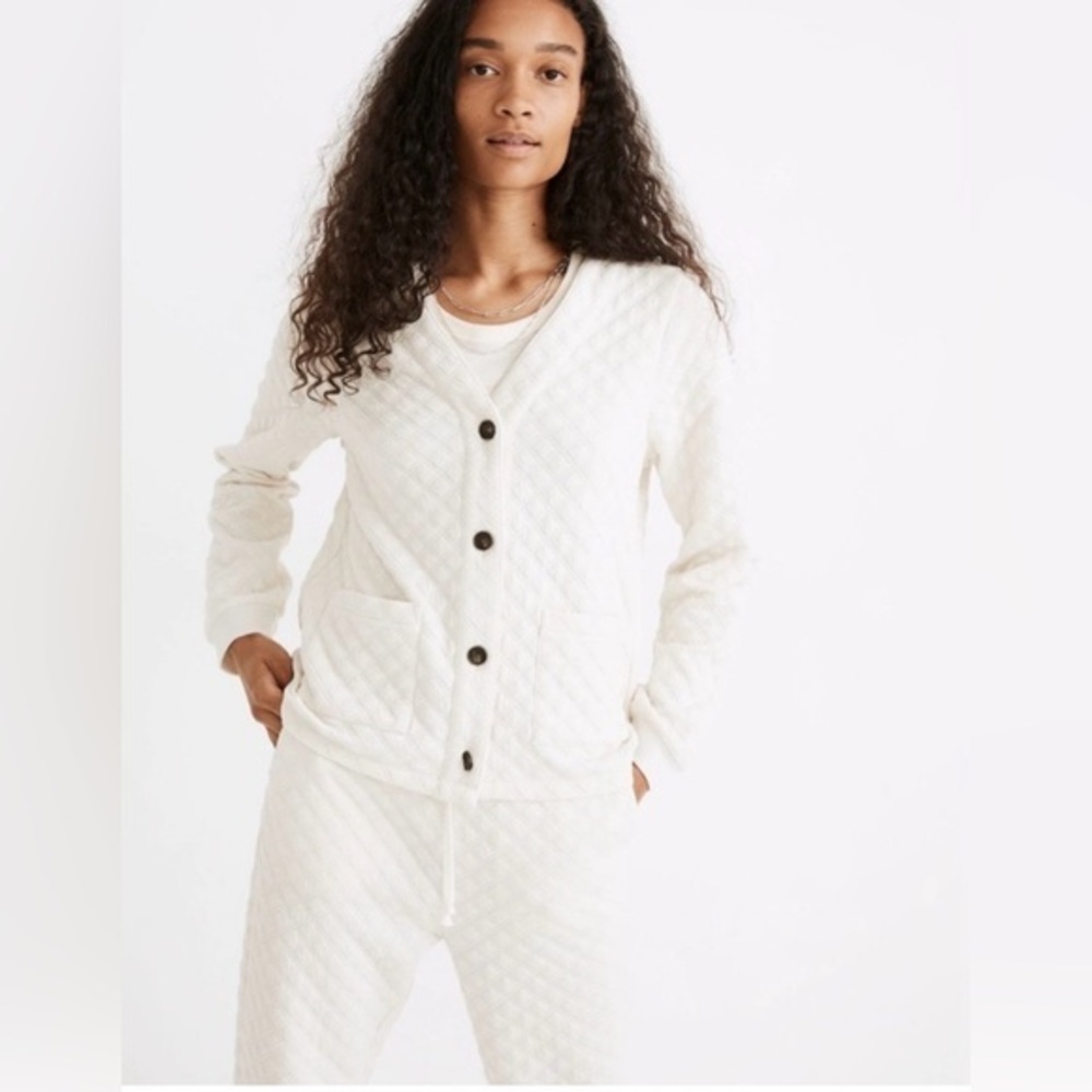 Madewell (Re)Sourced Quilted Crop Cardigan Sweatshirt
